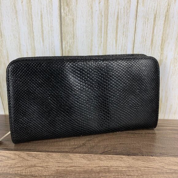 Wallet Genuine Snakeskin Women's Zip Around Wallet Black - Picture 1 of 12